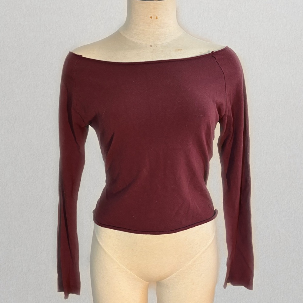 Out From Under Burgundy Off-Shoulder Long Sleeve Top